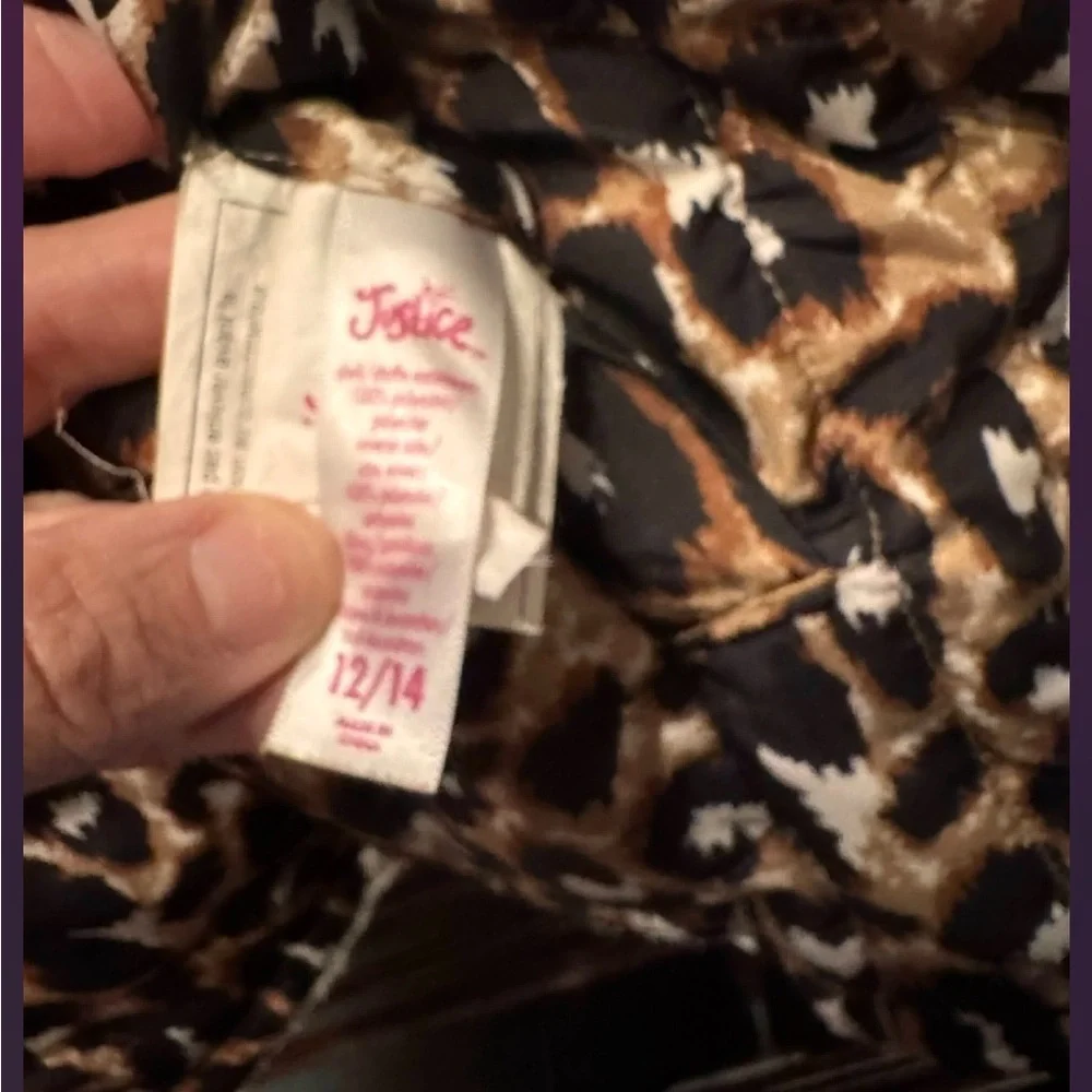 Justice Leopard reversible jacket girls 12/14 no stains or wear
